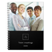 ビジネス フォト ロゴ 黒 白 チーム ノートブック (正面)