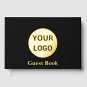 ビジネス・ブラックおよびゴールド・フォイル会社のロゴと文字 ゲストブック (正面)