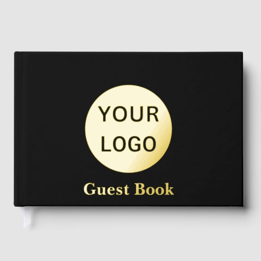 ビジネス・ブラックおよびゴールド・フォイル会社のロゴと文字 ゲストブック (正面)