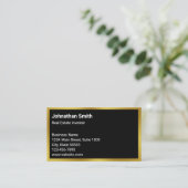 ビジネス・ブラックおよび金ゴールド実在・資産投資家 名刺 (スタンド正面)