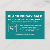 ビジネス・ブラック金曜日販売のティール(緑がかった色)・グリーン 割引カード (正面)