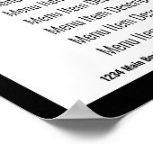 ビジネス ブラック&ホワイト レストラン テンプレート メニュー ポスター (角)