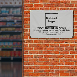 ビジネス・ブランドをグレーの長方形に中央揃え 横断幕