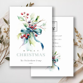 ビジネス ブルー グリーン ウィンター ベリー コーポレート ロゴ シーズンカード