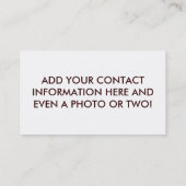 ビジネス – プロファイルカード、虎猫ロード（猫） 名刺 (裏面)