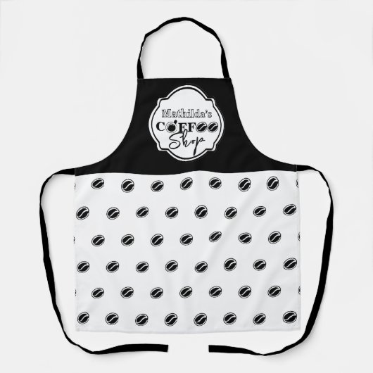 ビジネス/ホーム向けのカスタマイズ可能なコーヒーショップのロゴ エプロン (正面)