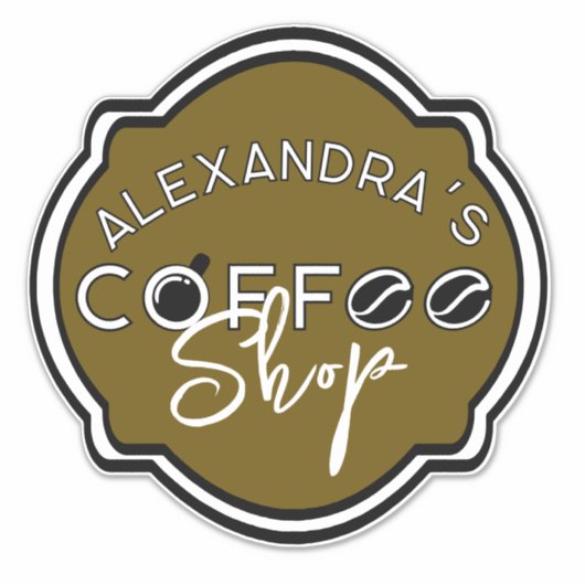 ビジネス/ホーム向けのカスタマイズ可能なコーヒーショップのロゴ シール (正面)