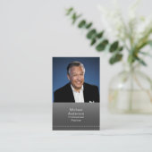 ビジネス マン プロフェッショナル モダン フォト ブラック シルバー 名刺 (スタンド正面)