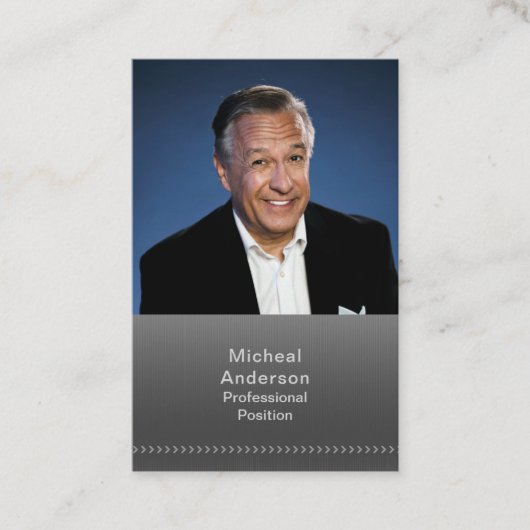 ビジネス マン プロフェッショナル モダン フォト ブラック シルバー 名刺 (正面)