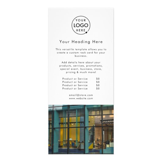 ビジネス マーケティング | 現代のミニマル フォト ロゴ ラックカード (正面)