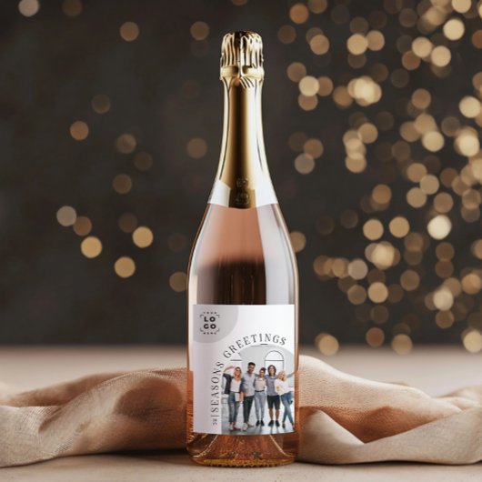 ビジネス モダン アーチ フォト クリスマス ホリデー ワインラベル