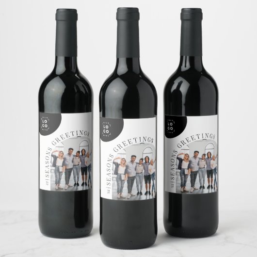 ビジネス　モダン　アーチ　写真　クリスマス　ホリデー　カード ワインラベル (ボトル)