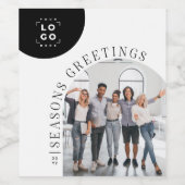 ビジネス　モダン　アーチ　写真　クリスマス　ホリデー　カード ワインラベル (シングルラベル)