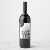 ビジネス　モダン　アーチ　写真　クリスマス　ホリデー　カード ワインラベル (正面)