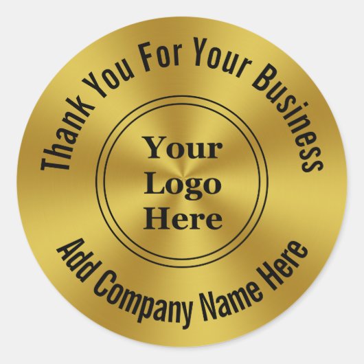 ビジネス モダン 偽ゴールド ロゴをここに貼って ありがとうございます ラウンドシール (正面)