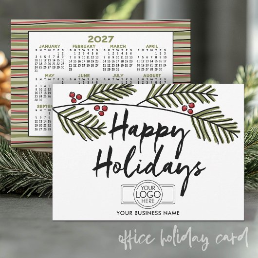 ビジネス ラスティックパインの枝 - 2027年カレンダーロゴ シーズンカード