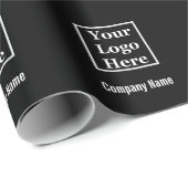 ビジネス ロゴと名前のパターン 黒と白 ラッピングペーパー (ロールコーナー)