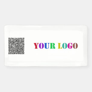ビジネス ロゴと QR コード プロモーション バナー 横断幕
