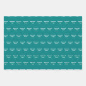 ビジネス・ロゴのシームレスなパターンをティール（緑がかった色） ラッピングペーパーシート (正面2)