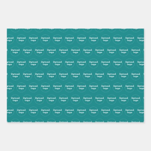 ビジネス・ロゴのシームレスなパターンをティール（緑がかった色） ラッピングペーパーシート (正面)