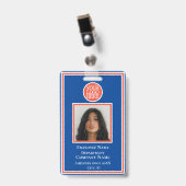 ビジネス ロゴを追加 現代 オレンジ 青 企業 バッジ (正面 （クリップ付）)