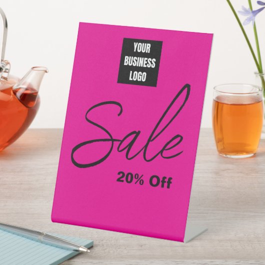 ビジネス ロゴ入り ピンクの 20% オフ セール サイン (インサイチュ)