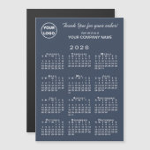ビジネス ロゴ ありがとう 2026年 カレンダー ネイビー マグネット (正面/裏面)