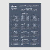 ビジネス ロゴ ありがとう 2026年 カレンダー ネイビー マグネット (正面)
