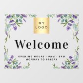 ビジネス ロゴ ウェルカム オープニング アワーズ ラベンダー ウィンドウサイン (シート)