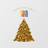 ビジネス ロゴ ゴールデン クリスマス ツリー ウィンドウサイン (シート)