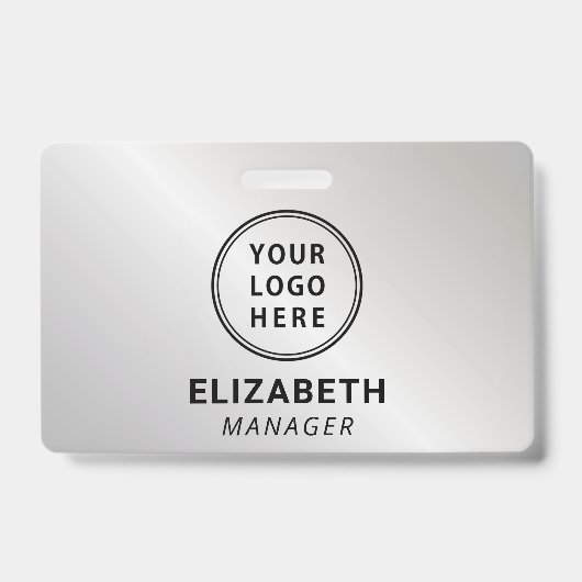ビジネス ロゴ シルバー ネーム バッジ (正面)