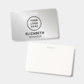 ビジネス ロゴ シルバー ネーム バッジ (正面＆裏面)