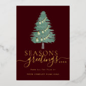 ビジネス ロゴ シーズンのご挨拶 クリスマスツリー ゴールド 箔シーズンカード (正面)
