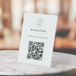 ビジネス ロゴ スキャンでメニュー QR コードを表示 テーブル上 台座サイン