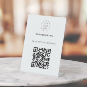 ビジネス ロゴ スキャンでメニュー QR コードを表示 テーブル上 台座サイン