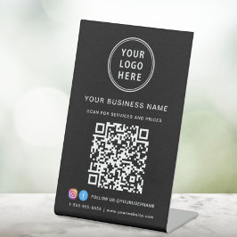 ビジネス ロゴ スキャン 私 QR コード ソーシャル メディア ブラック 台座サイン