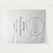 ビジネス ロゴ スローガン ブランド, ラウンド シルバー ゴールド ブルー タペストリー (正面(横))