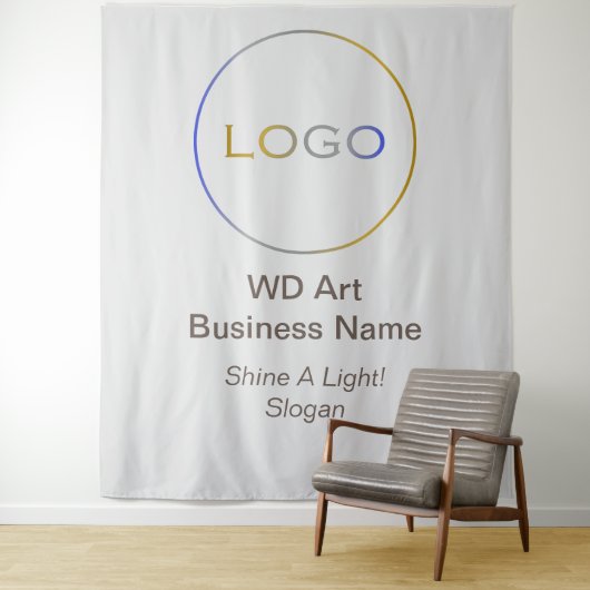 ビジネス ロゴ スローガン ブランド, ラウンド シルバー ゴールド ブルー タペストリー (インサイチュ)