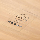 ビジネス ロゴ テキスト ソーシャルメディア アイコン ブランディング アクリル招待状 (レイダウン)