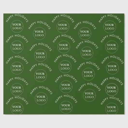 ビジネス ロゴ ハッピー ホリデーズ グリーン クリスマス ラッピングペーパー (フラット)