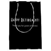 ビジネス ロゴ ハッピー リタイアメント 黒と白 ミディアムペーパーバッグ (正面)