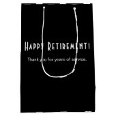 ビジネス ロゴ ハッピー リタイアメント 黒と白 ミディアムペーパーバッグ (裏面)