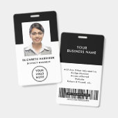 ビジネス ロゴ バーコード 写真 従業員 ID バッジ (正面＆裏面)