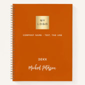ビジネス ロゴ バーン オレンジ エレガント ノートブック (正面)