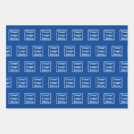 ビジネス ロゴ パターン 青 テンプレート ラッピングペーパーシート