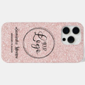 ビジネス ロゴ フェイク パステル ローズ ゴールド グリッター Case-Mate iPhoneケース (裏面 (横))