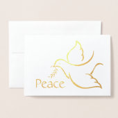 ビジネス ロゴ & フォト クリスマス ダヴ ホリデー ピース 箔カード (封筒付き正面)