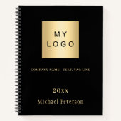 ビジネス ロゴ ブラック ゴールド ネーム 年 ノートブック (正面)