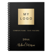 ビジネス ロゴ ブラック ゴールド 名前 スクリプト ノートブック (正面)
