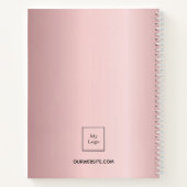 ビジネス ロゴ ブラッシュ ピンク エレガント モノグラム ノートブック (裏面)